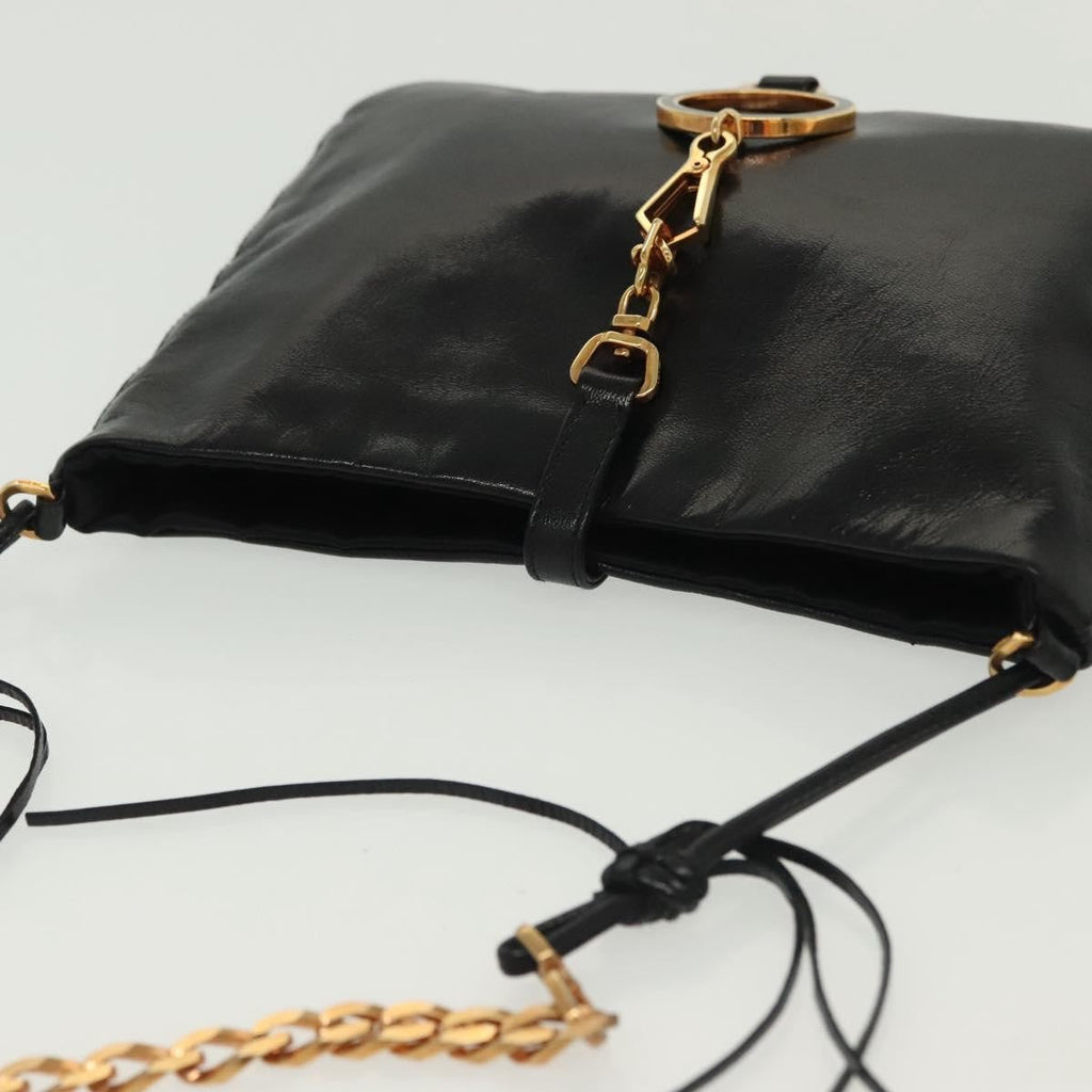 Prada Bow Shoulder Bag Vernice Saffiano Leather Black Leather Bag