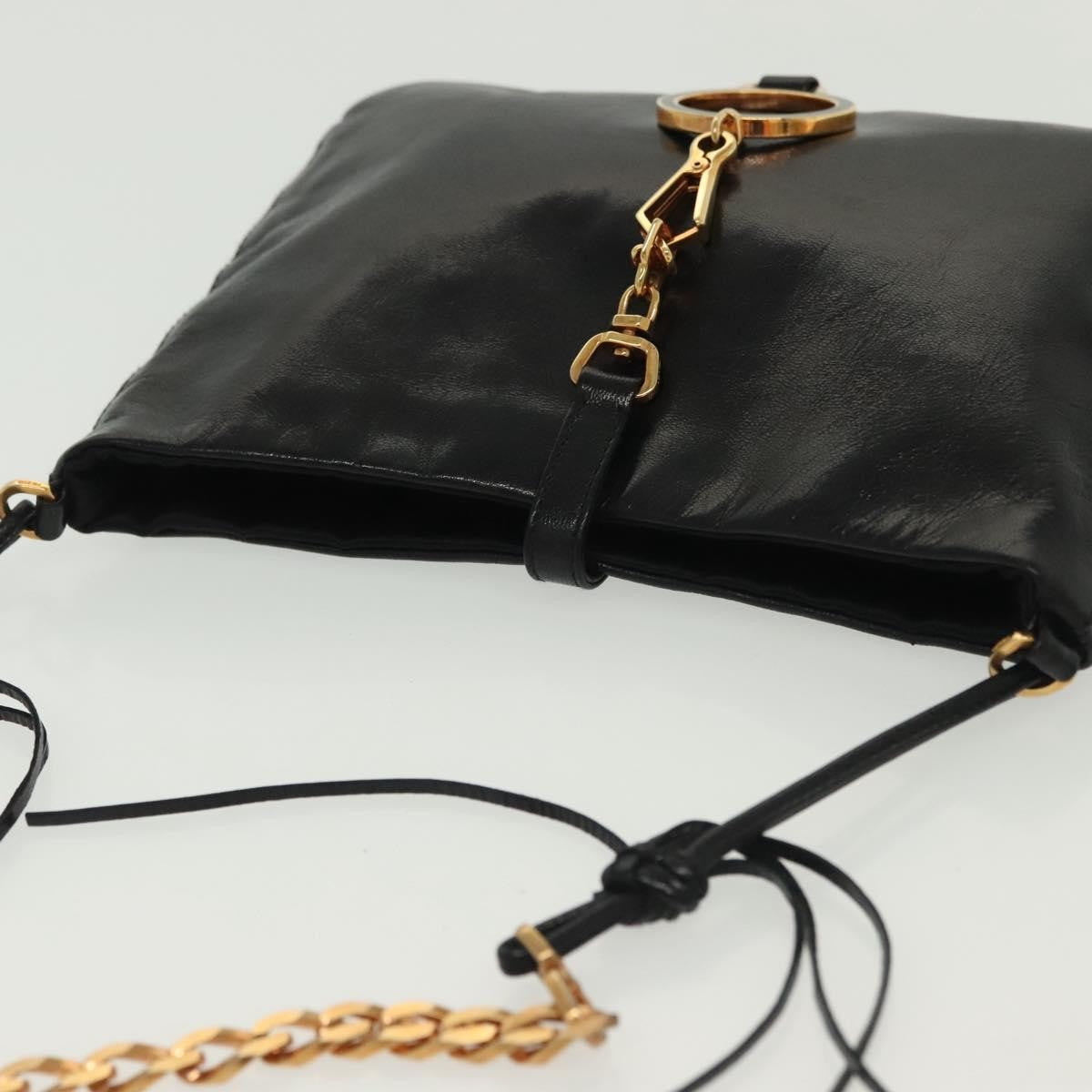 Prada Bow Shoulder Bag Vernice Saffiano Leather Black Leather Bag
