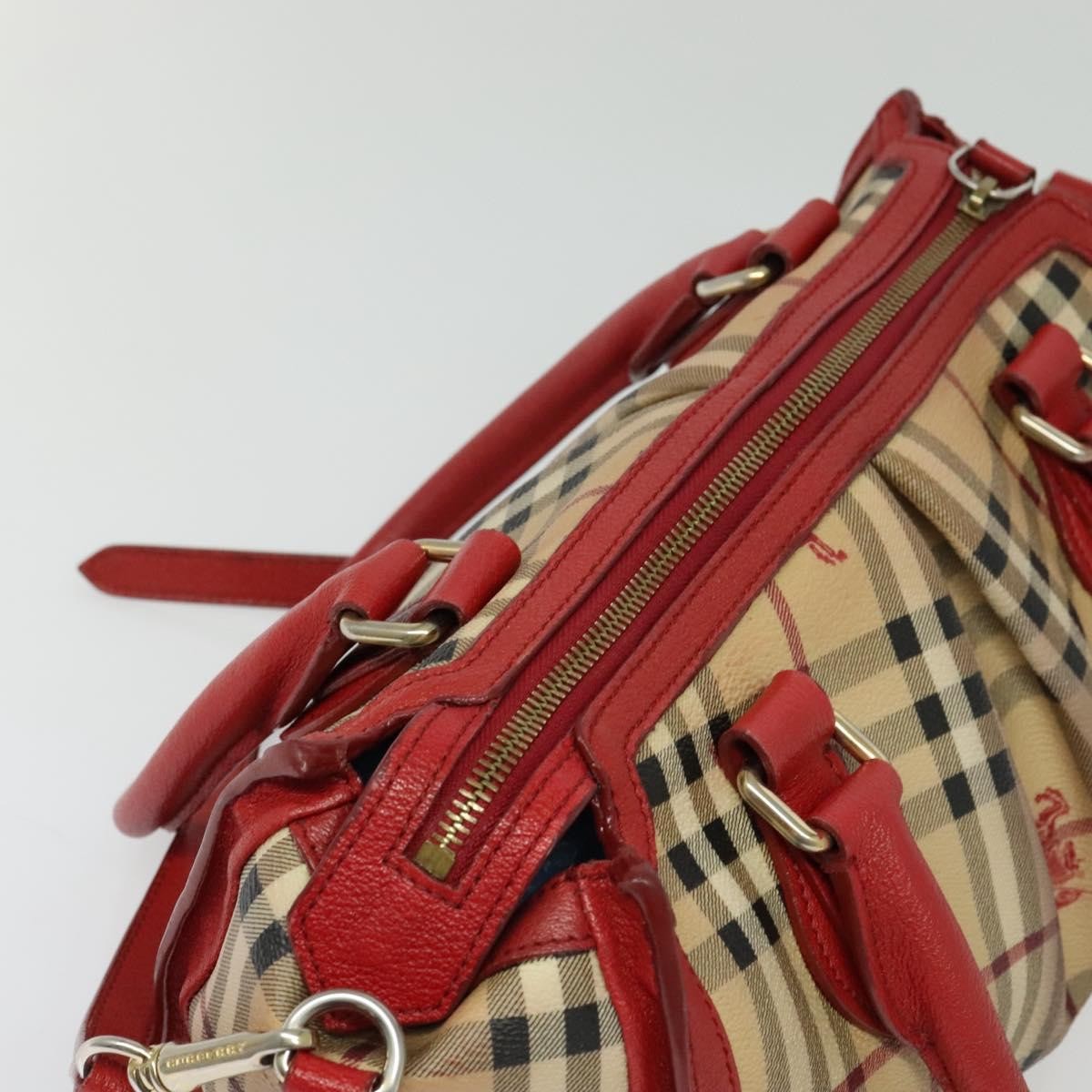 Burberry Pilgrim Satchel Haymarket Coated Canvas Beige Canvas Handbag