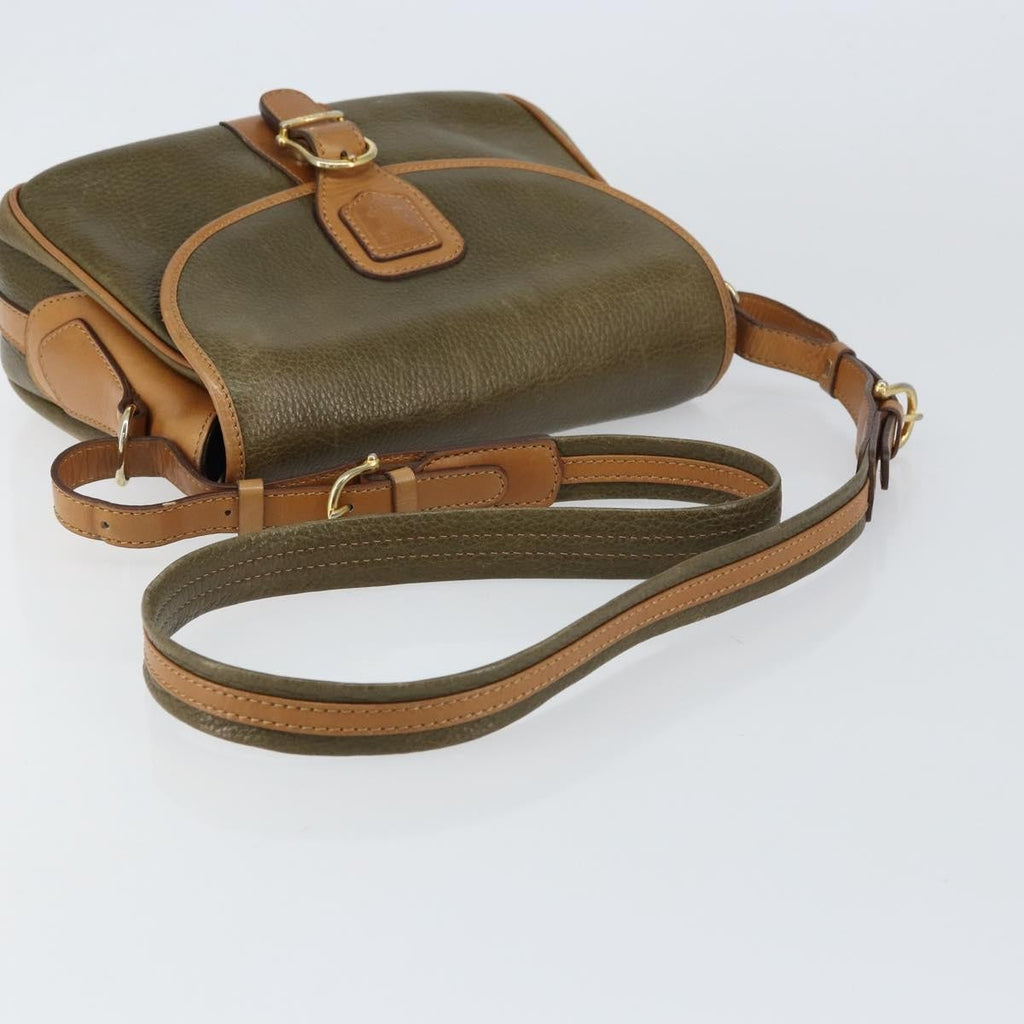 Celine Vintage Shoulder Bag Leather Khaki Leather Shoulder Bag Bag