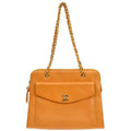 Chanel Vintage Front Pocket Shoulder Bag Leather Orange Leather Shoulder Bag Bag