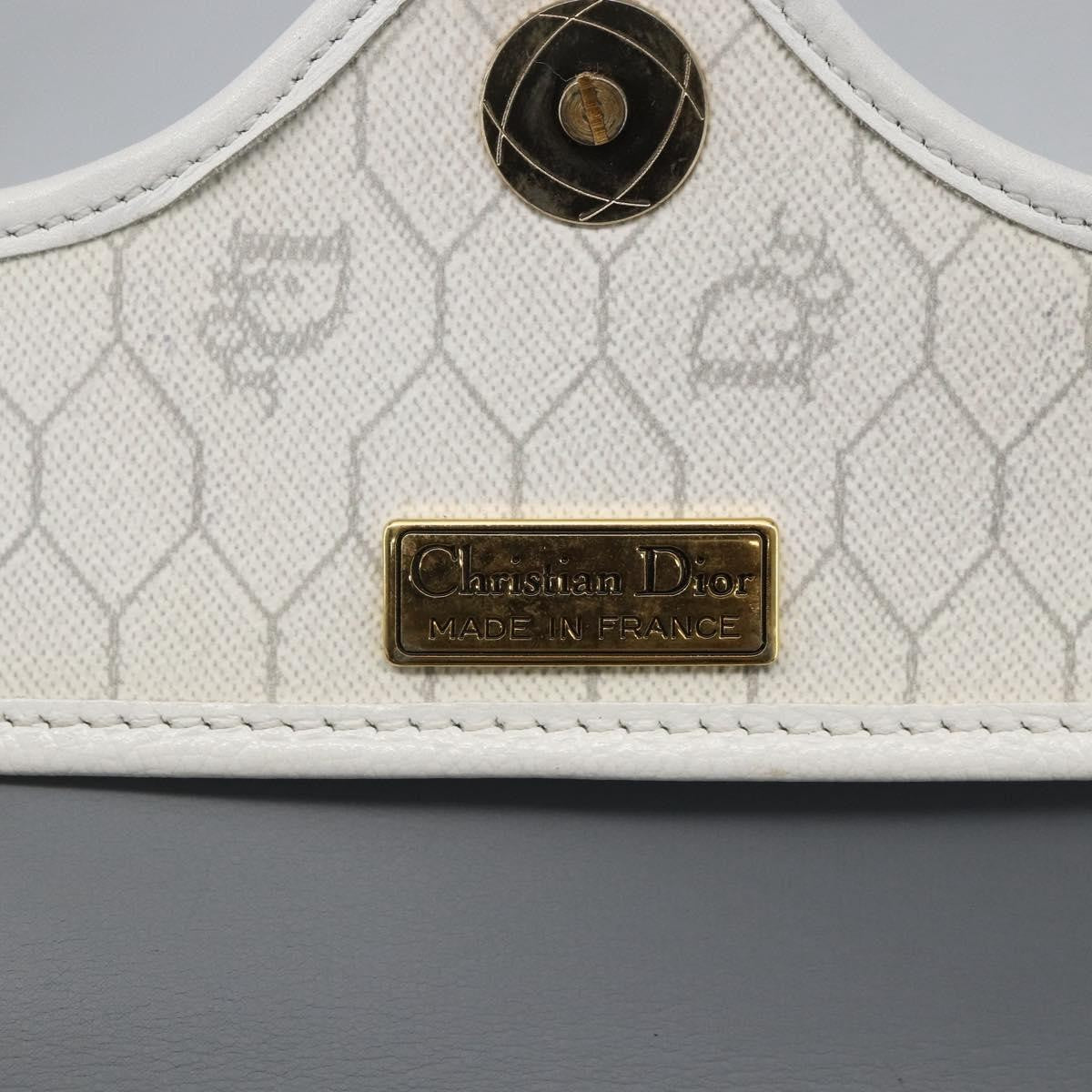 Christian Dior Vintage Honeycomb Flap Crossbody Bag Coated Canvas White Canvas Shoulder Bag Bag (Pre-Owned)