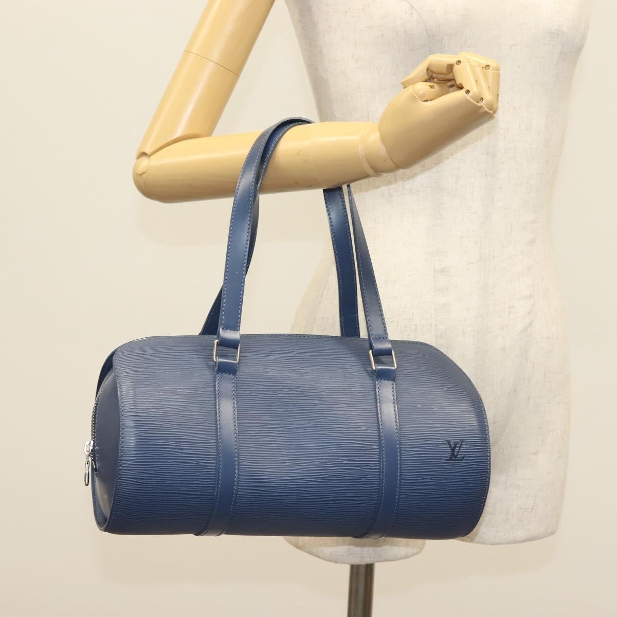 Louis Vuitton Soufflot Handbag Epi Leather Blue Leather Shoulder Bag