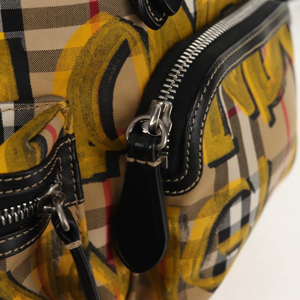 Burberry Graffiti Rucksack Backpack Vintage Check Canvas Beige Canvas Backpack Bag