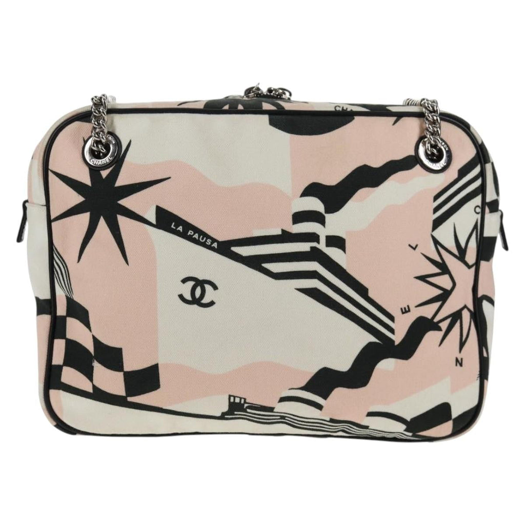 Chanel La Pausa Bay Camera Case Bag Printed Canvas Pink Canvas Bag