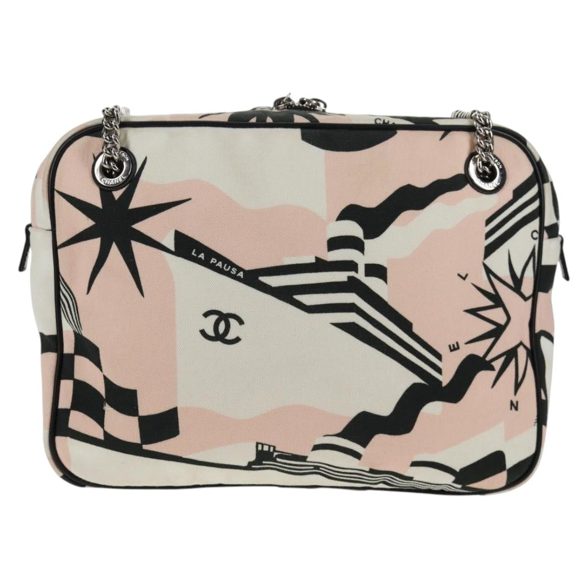 Chanel La Pausa Bay Camera Case Bag Printed Canvas Pink Canvas Bag