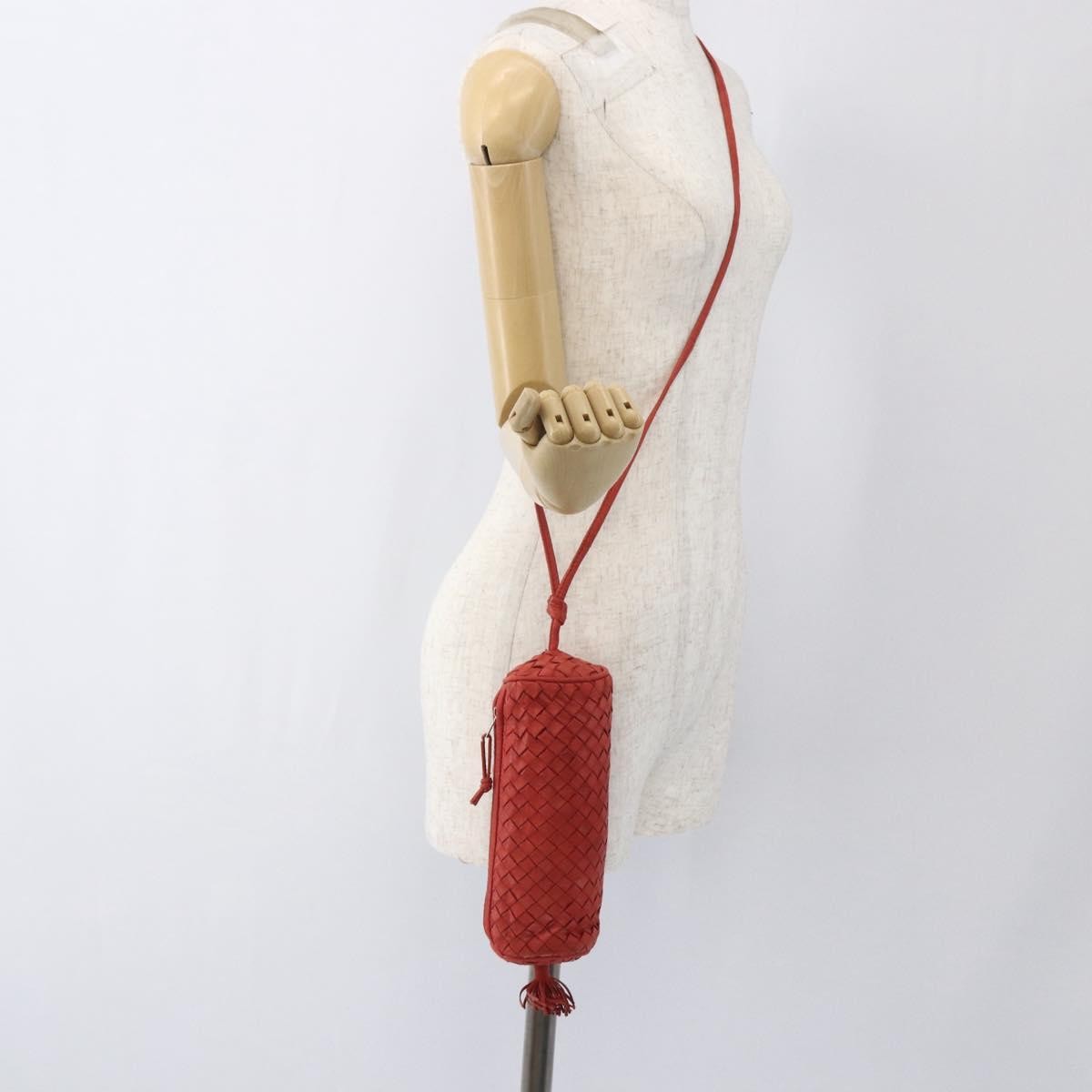 Bottega Veneta Intrecciato Clutch Bag Leather Red Leather Clutche & Pouche Bag