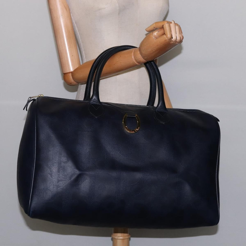 Christian Dior Lady Dior Boston Bag Canvas Navy Canvas Travel Bag Bag (Pre-Owned)