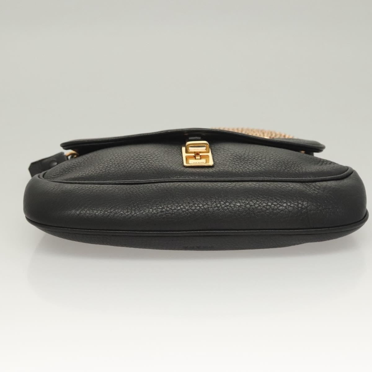 Prada Vintage Chain Flap Shoulder Bag Leather Black Leather Shoulder Bag Bag