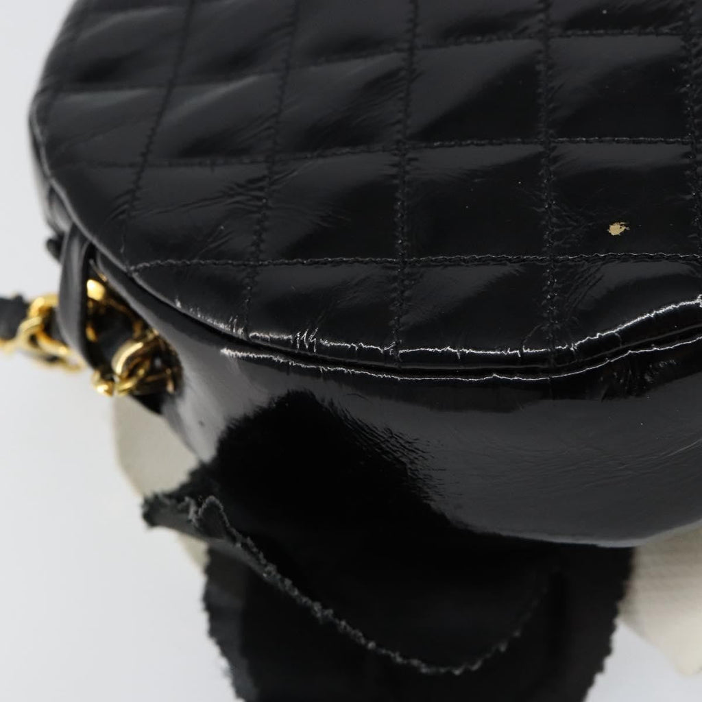 Chanel Vintage Camellia Round Evening Bag Lambskin And Satin Black Patent_Leather Clutche & Pouche Bag