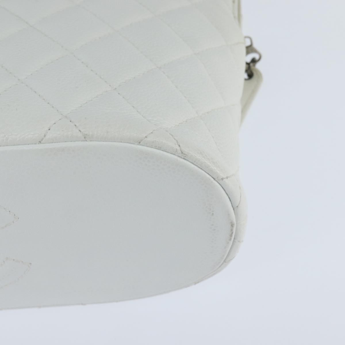 Chanel Vintage Cc Zip Around Bowler Bag Quilted Caviar White Leather Tote Bag Bag