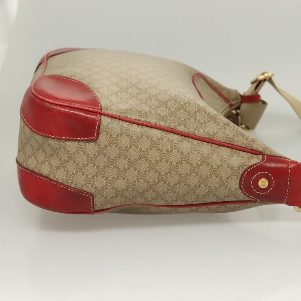 Celine Vintage Macadam Shoulder Bag Canvas And Leather Beige Canvas Bag
