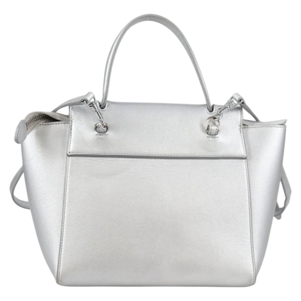 Celine Belt Bag Textured Leather Silver Leather Handbag