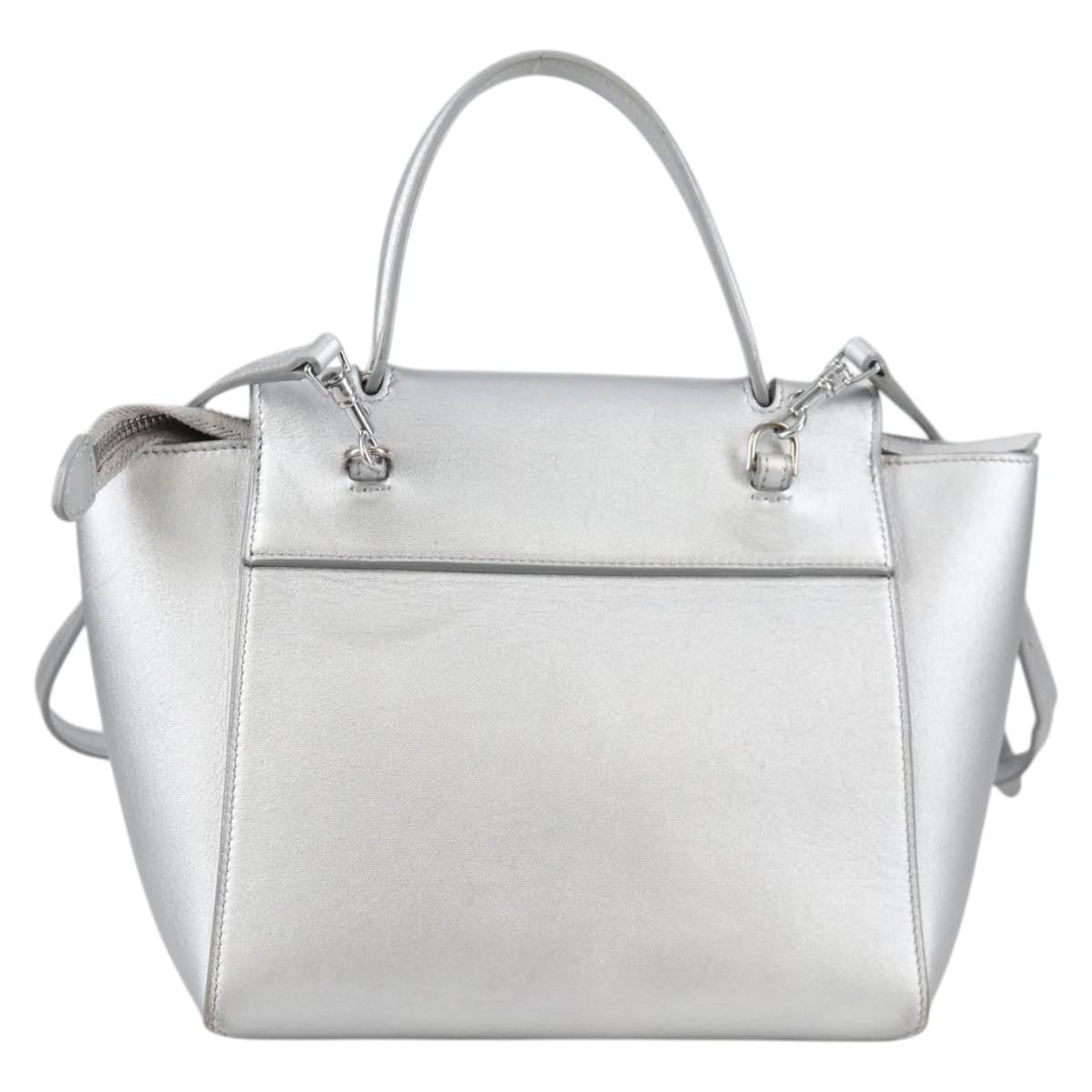 Celine Belt Bag Textured Leather Silver Leather Handbag