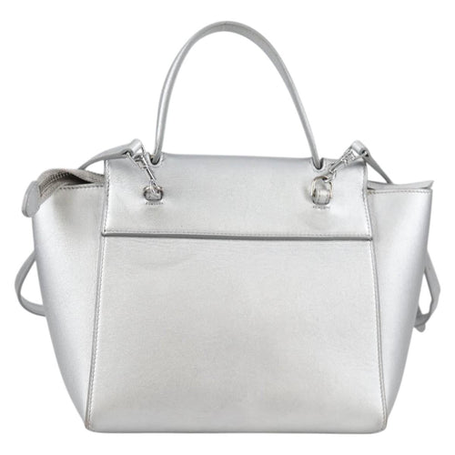 Celine Belt Bag Textured Leather Silver Leather Handbag