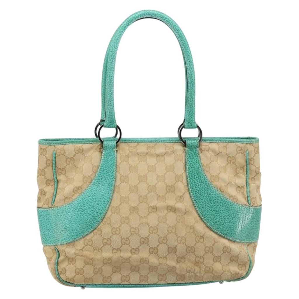 Gucci Vintage Ring Tote Gg Canvas With Leather Beige Canvas Tote Bag Bag (Pre-Owned)