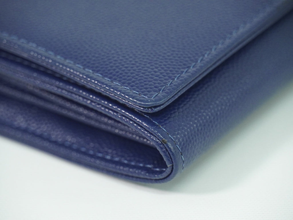 Chanel Deauville Flap Wallet Caviar Navy Leather Wallets Accessory