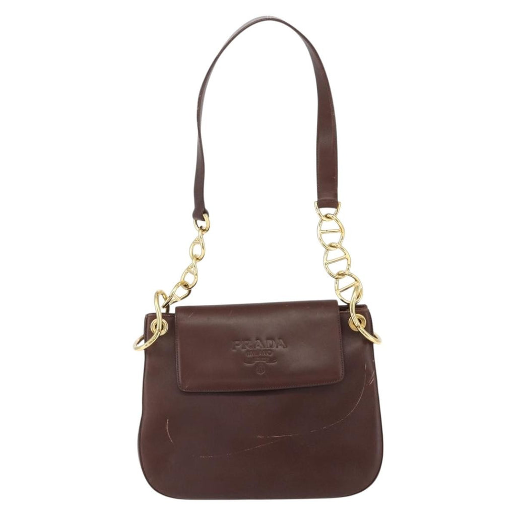 Prada Vintage Shoulder Bag Leather Brown Leather Shoulder Bag Bag