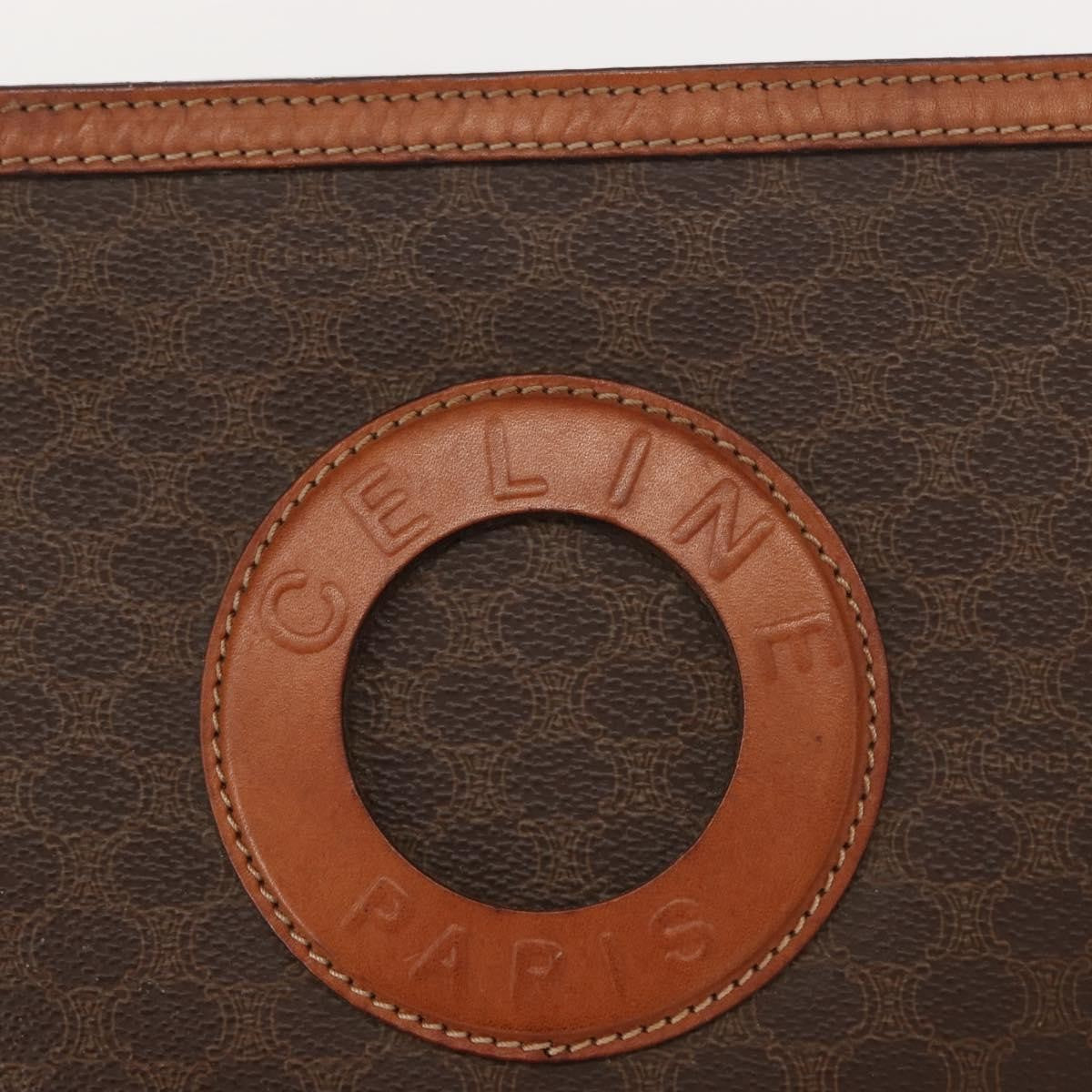 Celine Circle Logo Macadam Pouch Canvas And Leather Brown Canvas Clutche & Pouche Bag