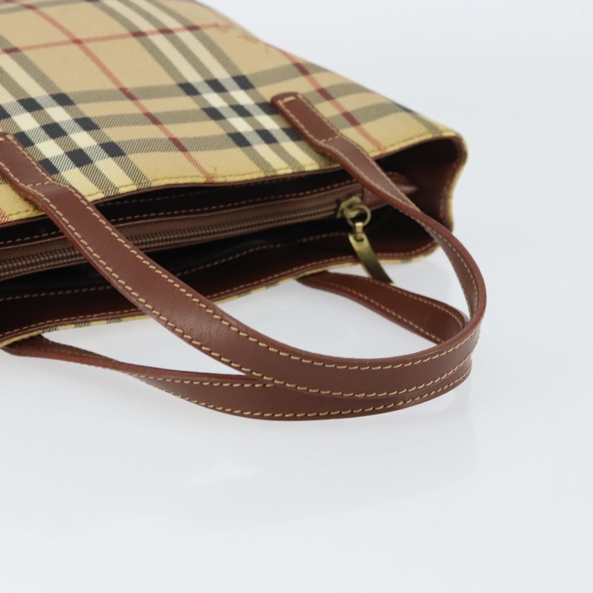 Burberry Top Handle Tote Haymarket Coated Canvas Beige Canvas Handbag