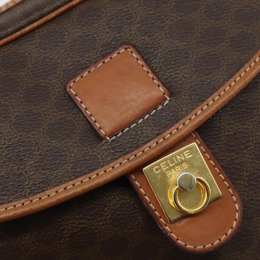 Celine Vintage Macadam Shoulder Bag Canvas And Leather Brown Canvas Shoulder Bag Bag