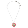 Chanel Cc Heart Pendant Necklace Metal And Enamel Silver Silver_Plated Necklace Jewelry