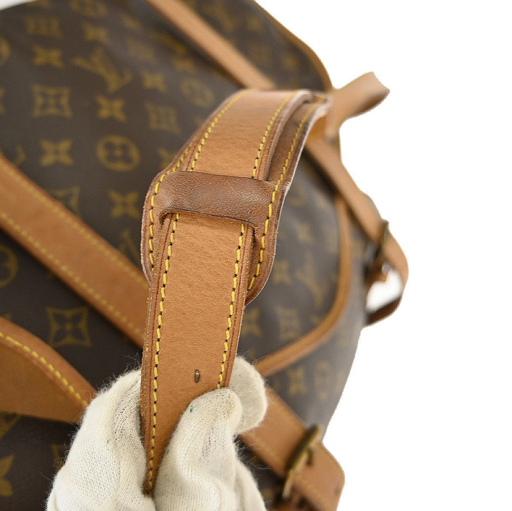 Louis Vuitton Saumur Handbag Monogram Canvas Brown Canvas Shoulder Bag