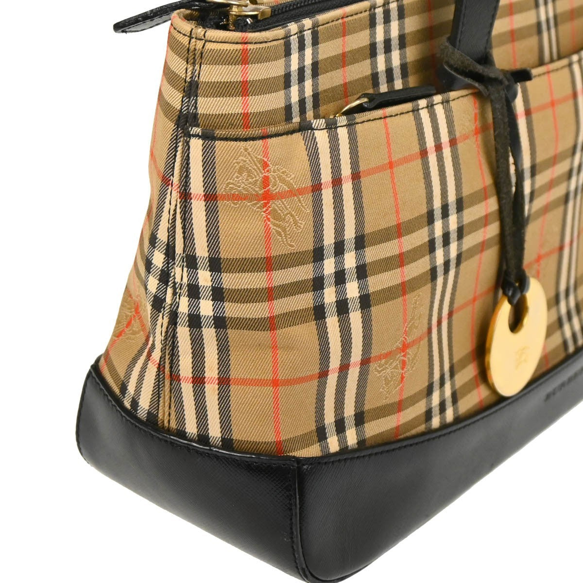 Burberry Nova Check Tote Nylon And Leather Beige Canvas Tote Bag