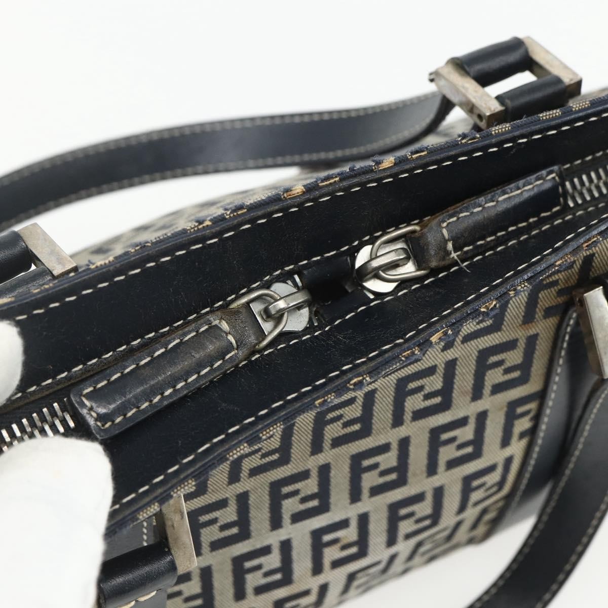 Fendi Vintage Satchel Zucchino Canvas Navy Canvas Handbag