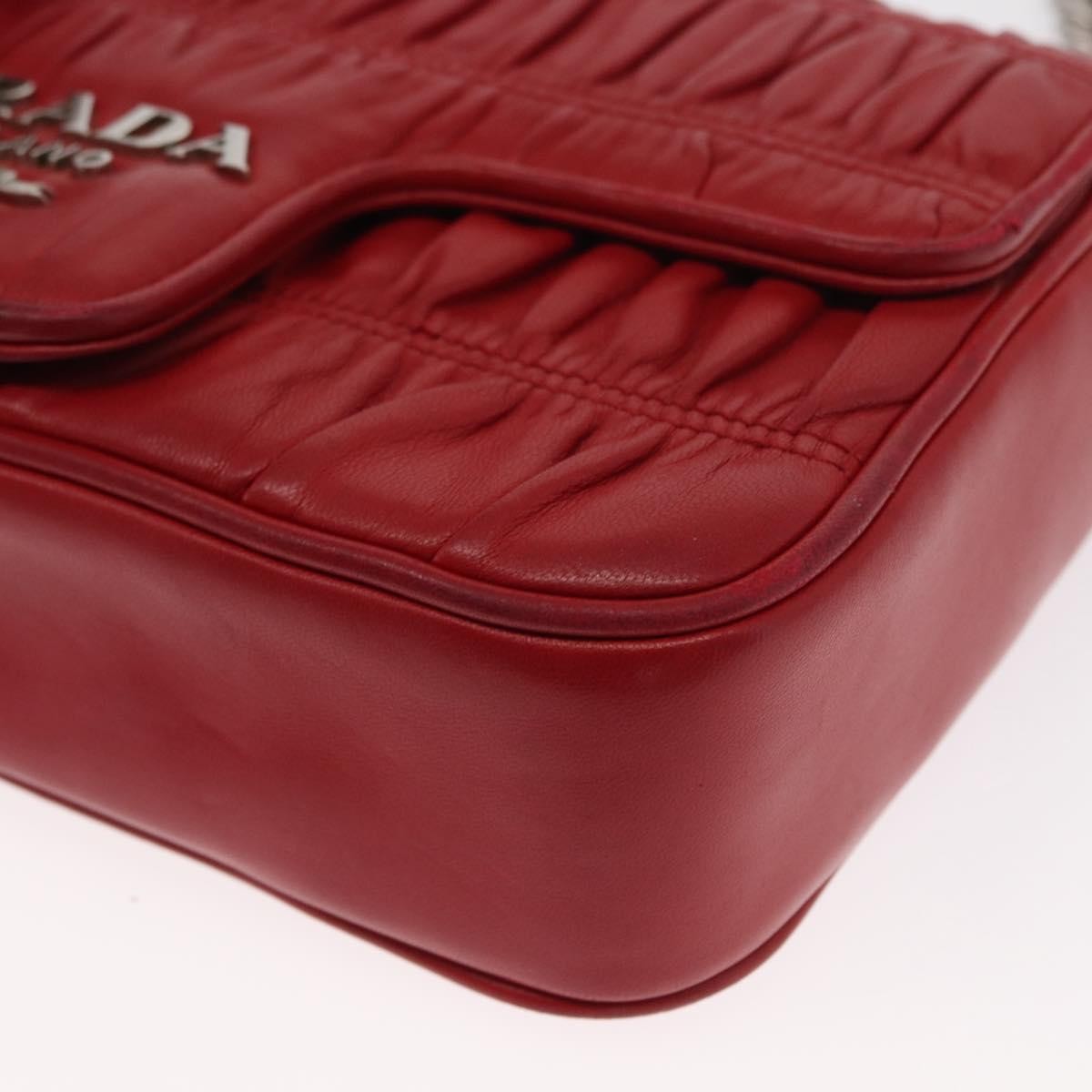 Prada Gaufre Chain Flap Shoulder Bag Nappa Leather Red Leather Shoulder Bag Bag