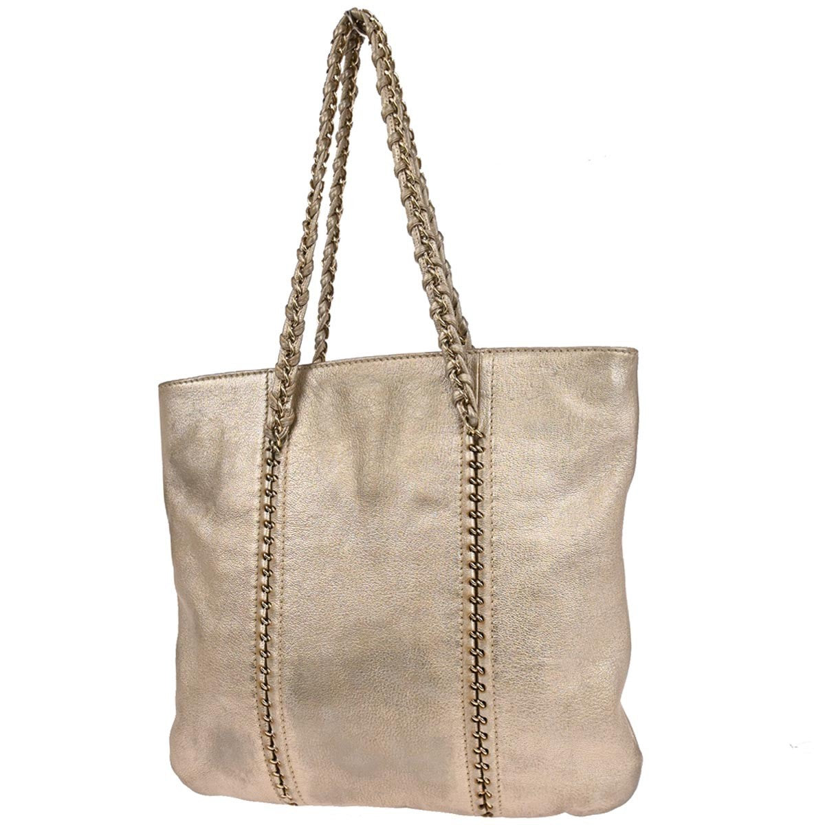 Chanel Luxe Ligne Zipped Tote Leather Gold Leather Tote Bag Bag