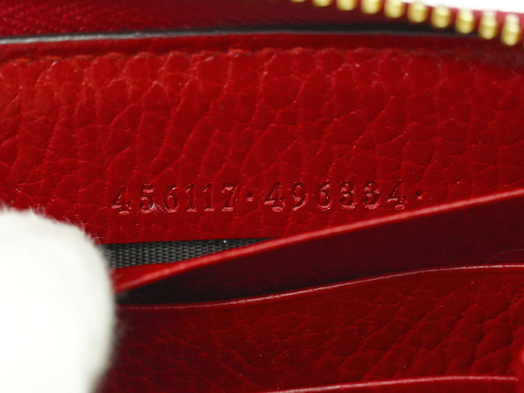 Gucci Gg Marmont Zip Around Wallet Leather Red Leather Wallets Accessory (Pre-Owned)