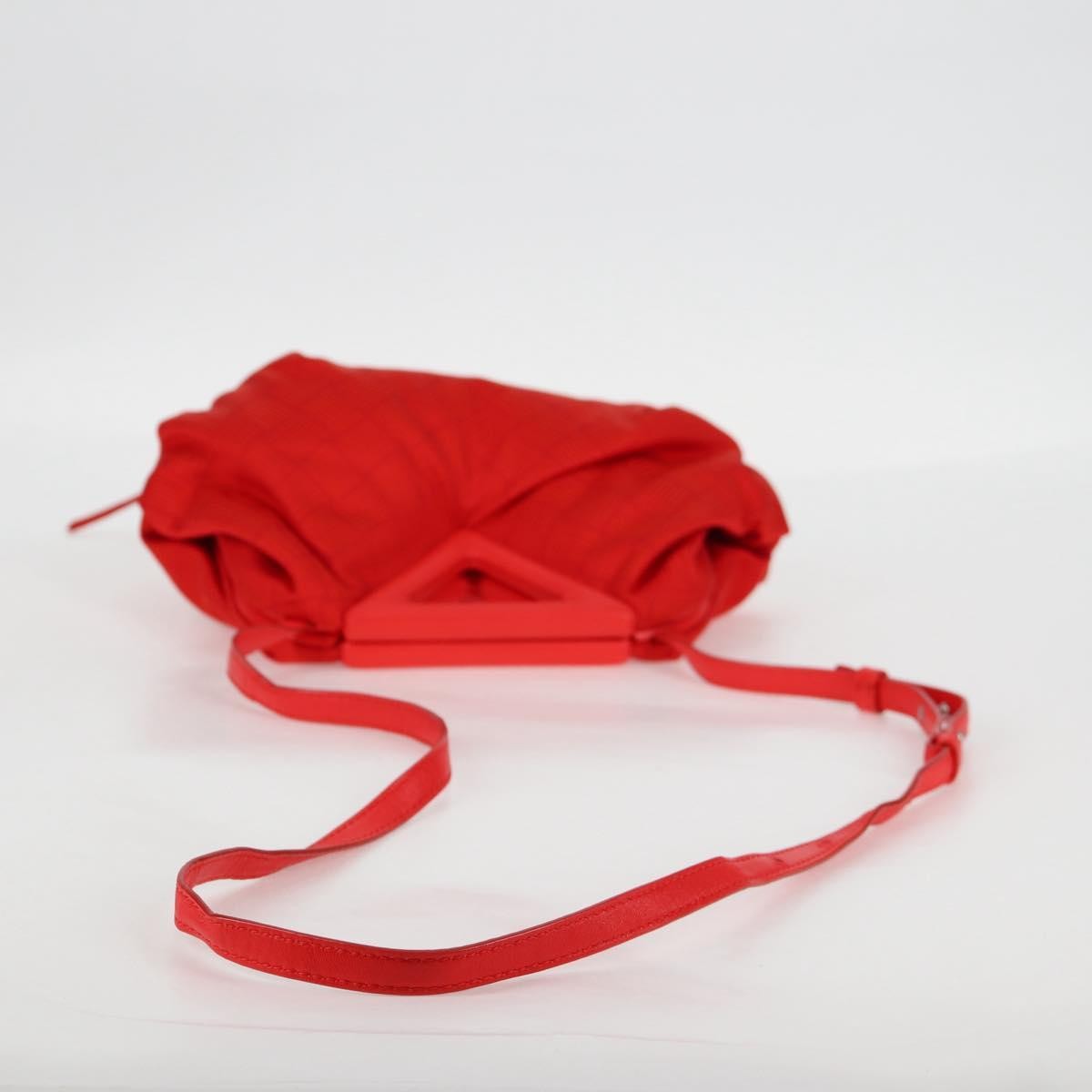 Bottega Veneta Point Shoulder Bag Chunky Knit Fabric Red Nylon Shoulder Bag Bag