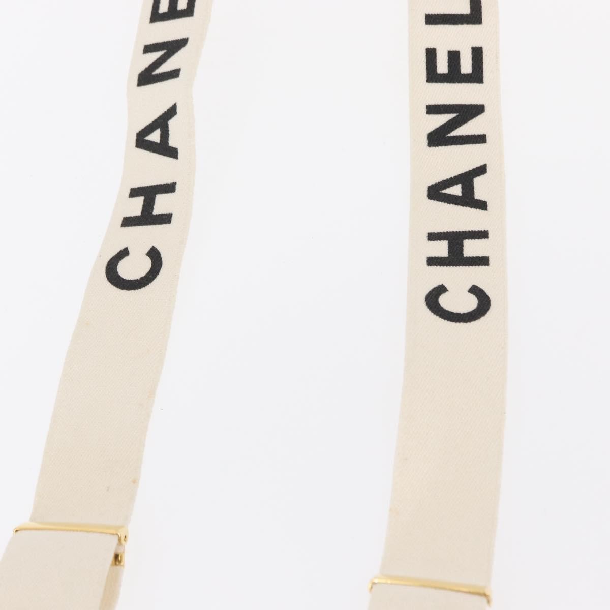 Chanel Logo Suspenders Canvas White Canvas Belts Accessory