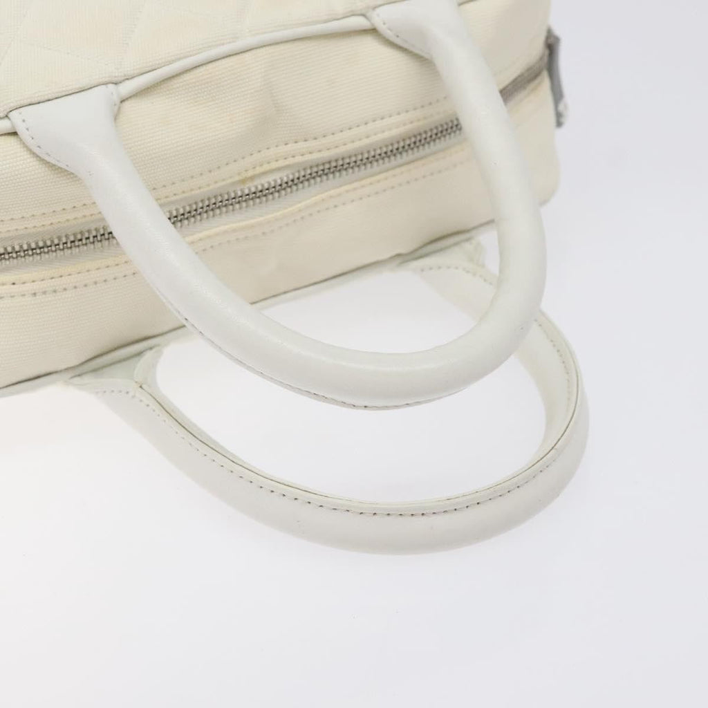 Chanel Vintage Logo Bowler Bag Quilted Canvas White Canvas Handbag