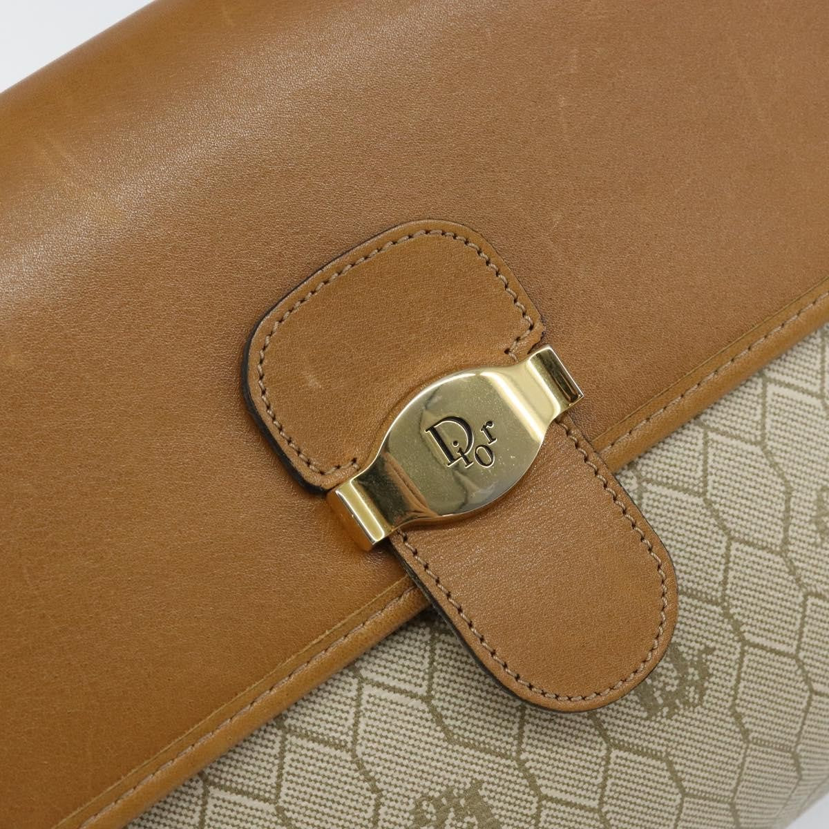 Christian Dior Vintage Honeycomb Flap Crossbody Bag Canvas And Leather Beige Canvas Shoulder Bag Bag (Pre-Owned)