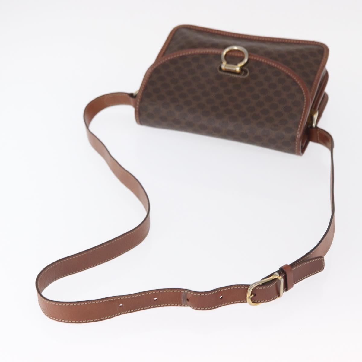 Celine Vintage Macadam Shoulder Bag Canvas Brown Canvas Shoulder Bag Bag