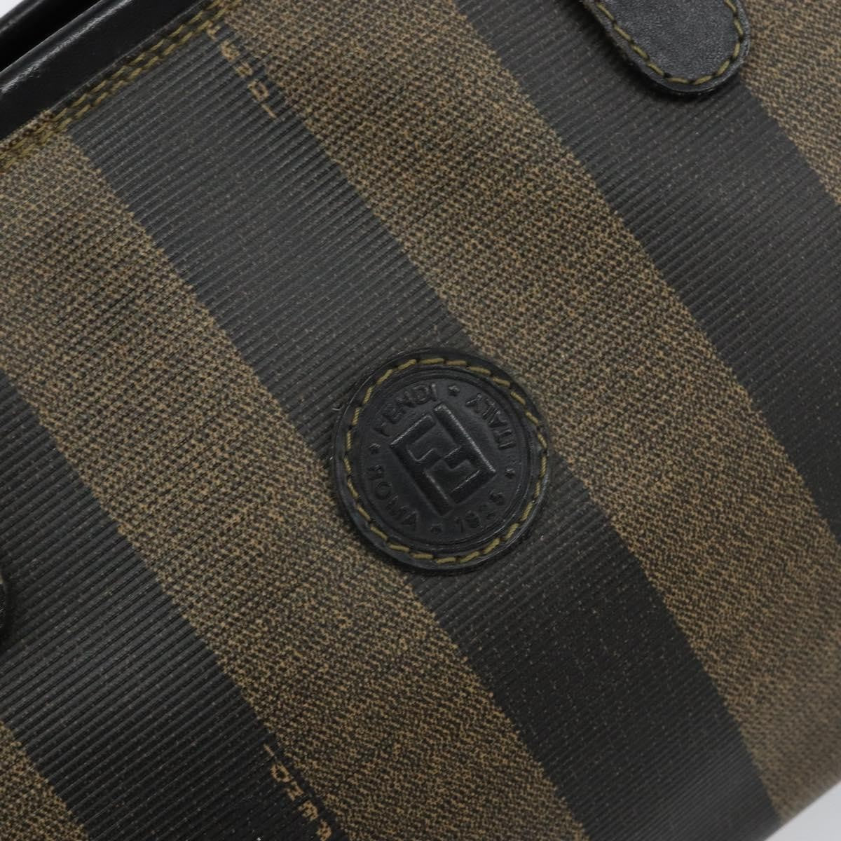 Fendi Vintage Pequin Boston Bag Coated Canvas Black Canvas Bag
