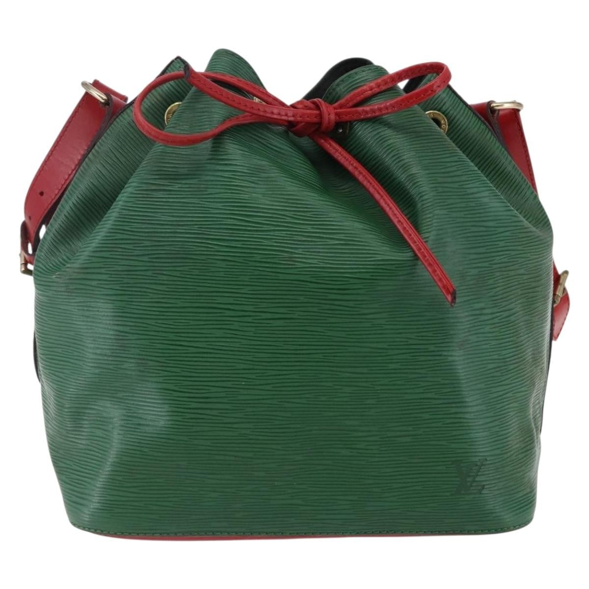 Louis Vuitton Petit Noe Handbag Two Tone Epi Leather Green Leather Bag
