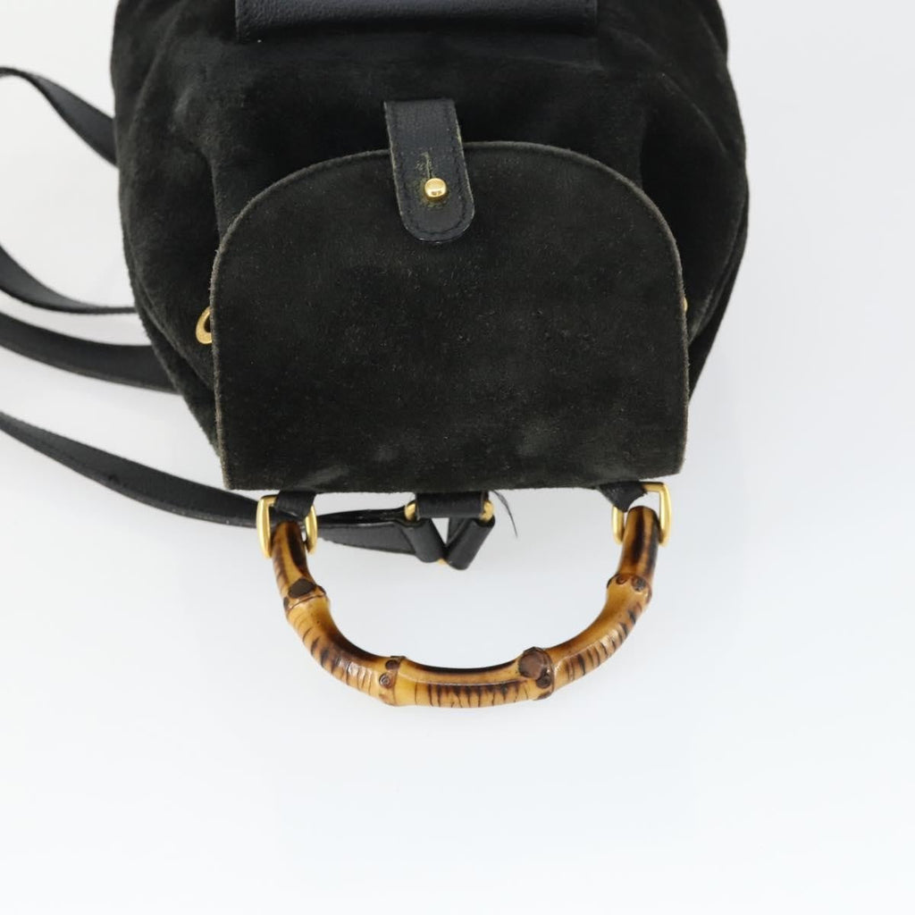 Gucci Gucci Bamboo Backpack Daim Black Suede Backpack Bag (Pre-Owned)