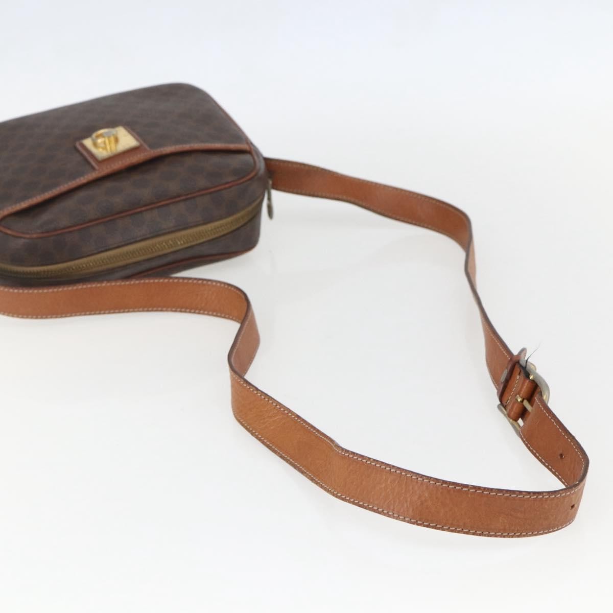 Celine Vintage Macadam Shoulder Bag Canvas And Leather Brown Canvas Shoulder Bag Bag