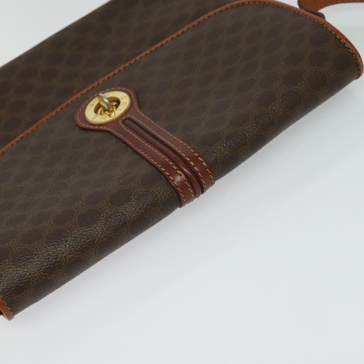 Celine Vintage Macadam Shoulder Bag Canvas And Leather Brown Canvas Shoulder Bag Bag