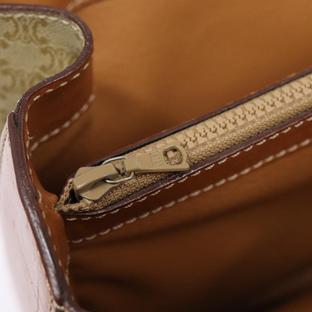 Celine Vintage Convertible Top Handle Bag Macadam Coated Canvas Beige Canvas Handbag