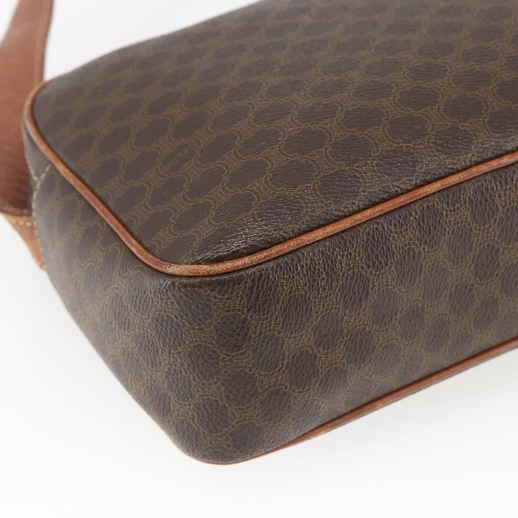 Celine Vintage Macadam Shoulder Bag Canvas Brown Canvas Shoulder Bag Bag