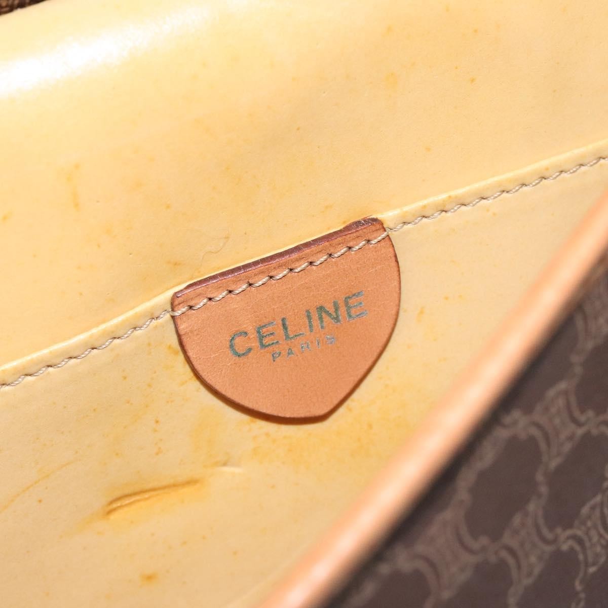 Celine Vintage Macadam Shoulder Bag Canvas And Leather Brown Canvas Shoulder Bag Bag