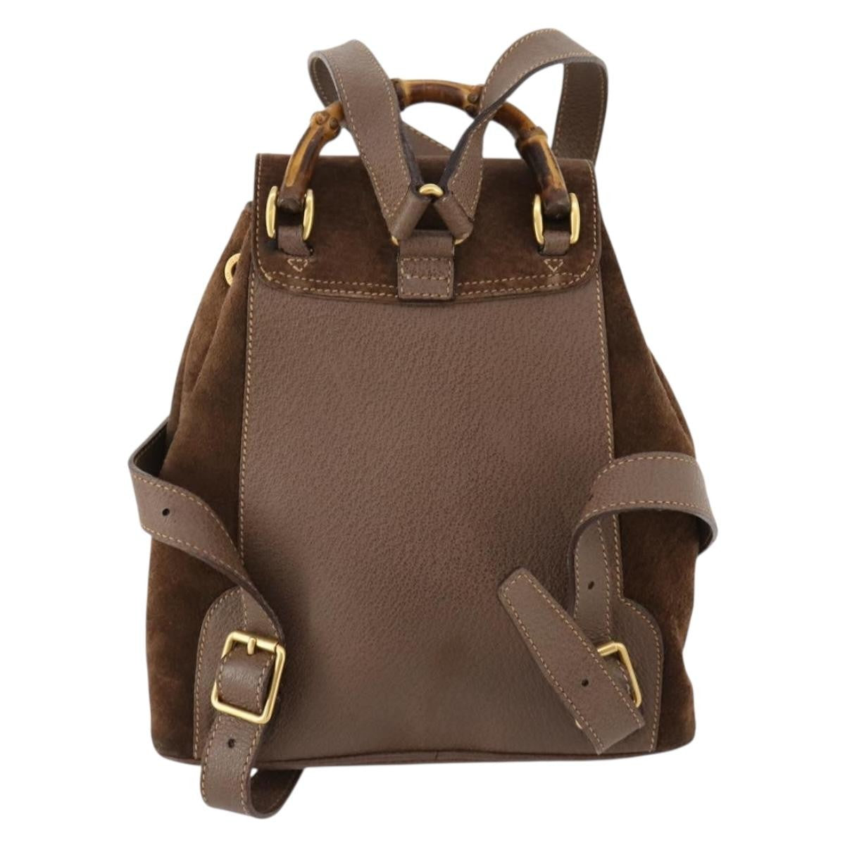 Gucci Gucci Bamboo Backpack Daim Brown Suede Backpack Bag (Pre-Owned)