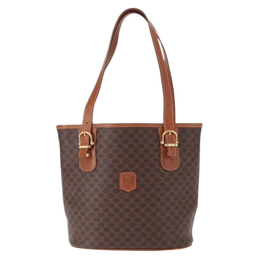 Celine Vintage Macadam Shoulder Bag Canvas And Leather Brown Pvc Shoulder Bag Bag