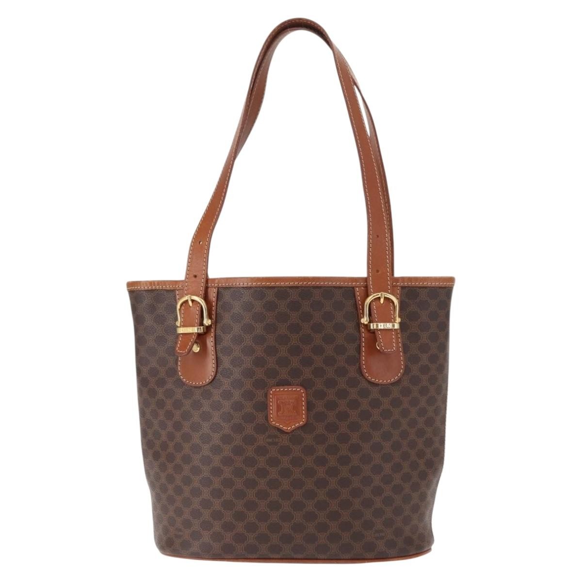 Celine Vintage Macadam Shoulder Bag Canvas And Leather Brown Pvc Shoulder Bag Bag