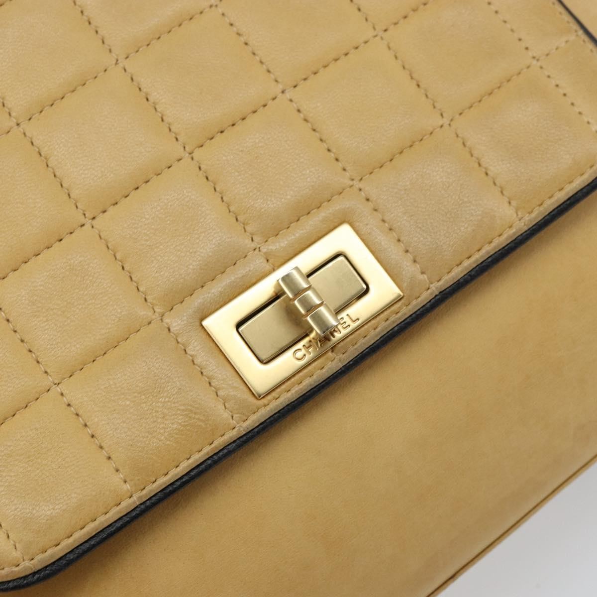 Chanel Chocolate Bar Accordion Reissue Flap Bag Quilted Lambskin Beige Leather Shoulder Bag Bag