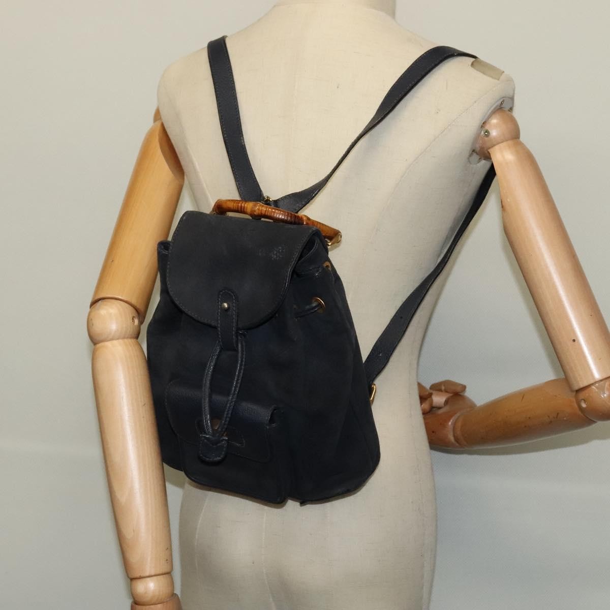 Gucci Gucci Bamboo Backpack Daim Navy Suede Backpack Bag (Pre-Owned)